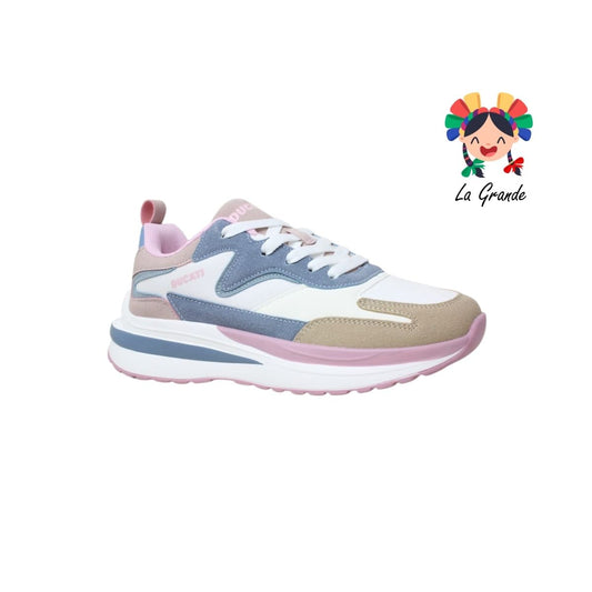 RETRO DUCATI Bco Azul Rosa Tenis Casual Importados Originales para Dama
