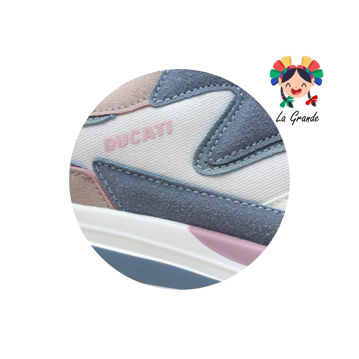 RETRO DUCATI Bco Azul Rosa Tenis Casual Importados Originales para Dama