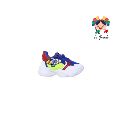 ROCKET PLAY KIDS Rey Bco Vde Neón Sint tenis Casual para Niño