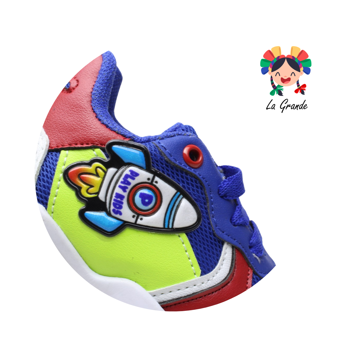 ROCKET PLAY KIDS Rey Bco Vde Neón Sint tenis Casual para Niño