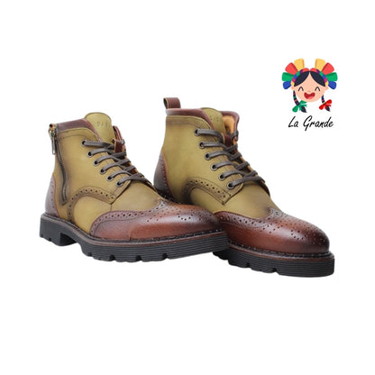 S5704 SABATTER Tan Café Piel Botín Casual para Caballero