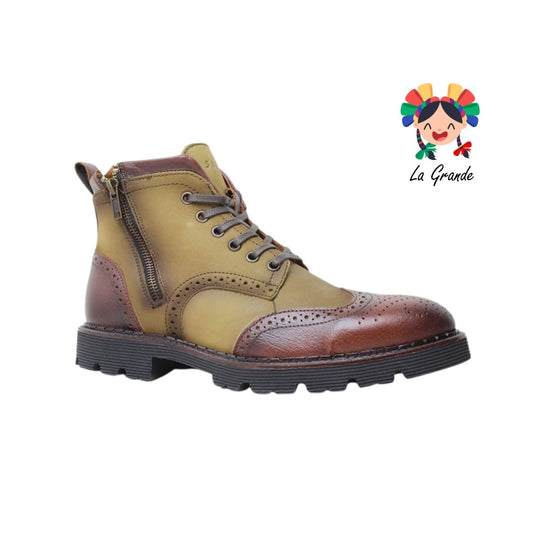 S5704 SABATTER Tan Café Piel Botín Casual para Caballero