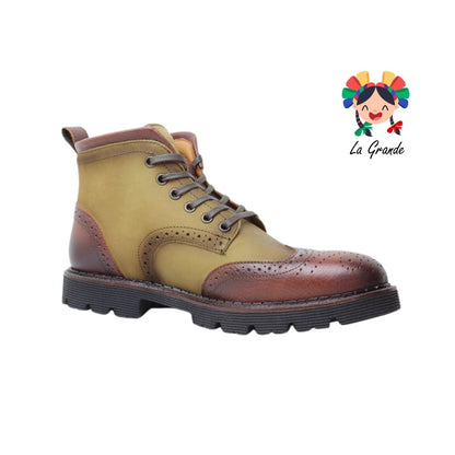 S5704 SABATTER Tan Café Piel Botín Casual para Caballero