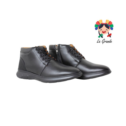 SE018 DOGI Negro Piel Botín Casual para Caballero