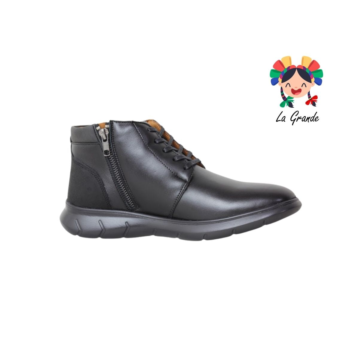 SE018 DOGI Negro Piel Botín Casual para Caballero