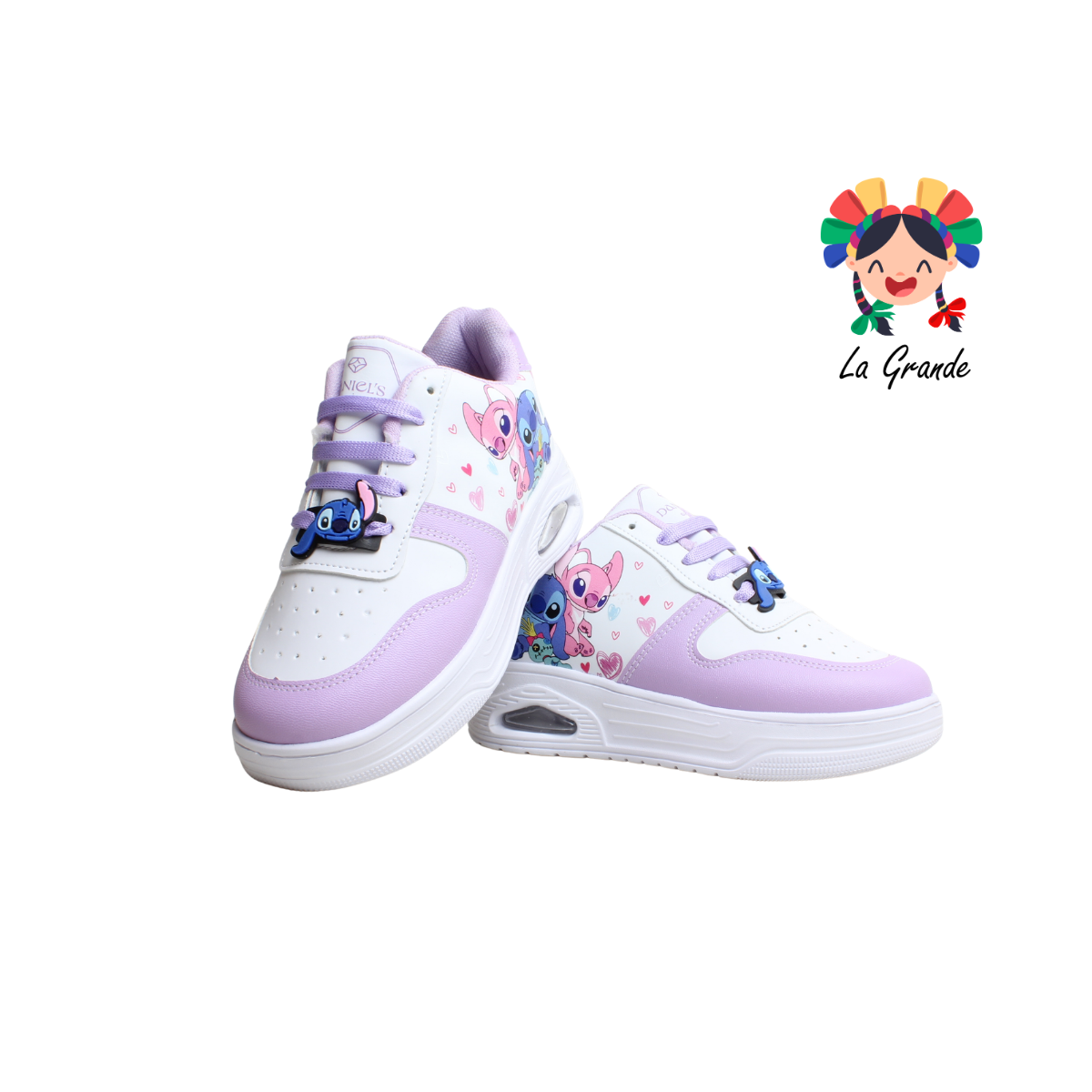 T2-03 DANIELS Blanco Lila Tenis Casual para Niña