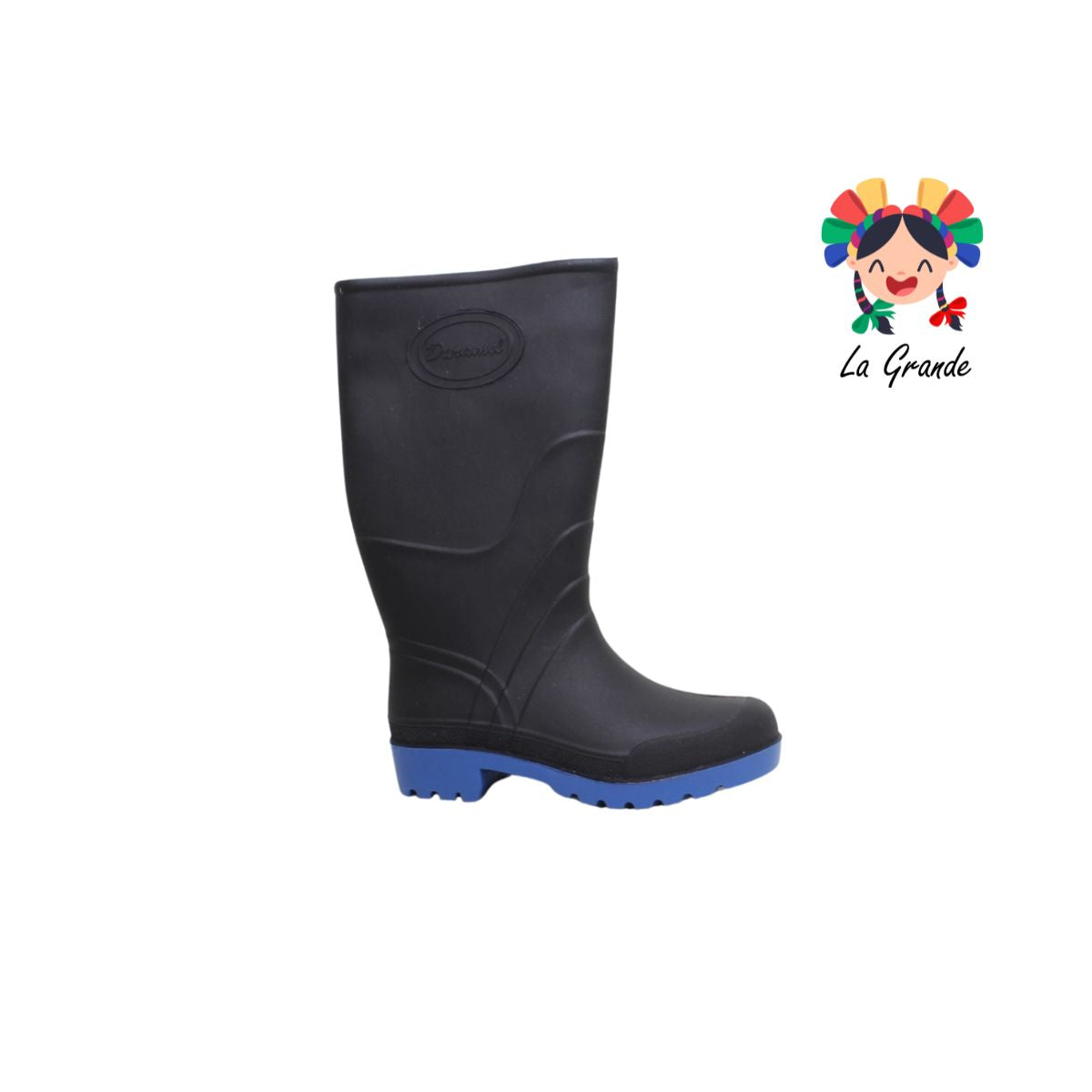 TRUENO DUNLOP Negro Azul Bota de Hule para Dama, Joven y Caballero