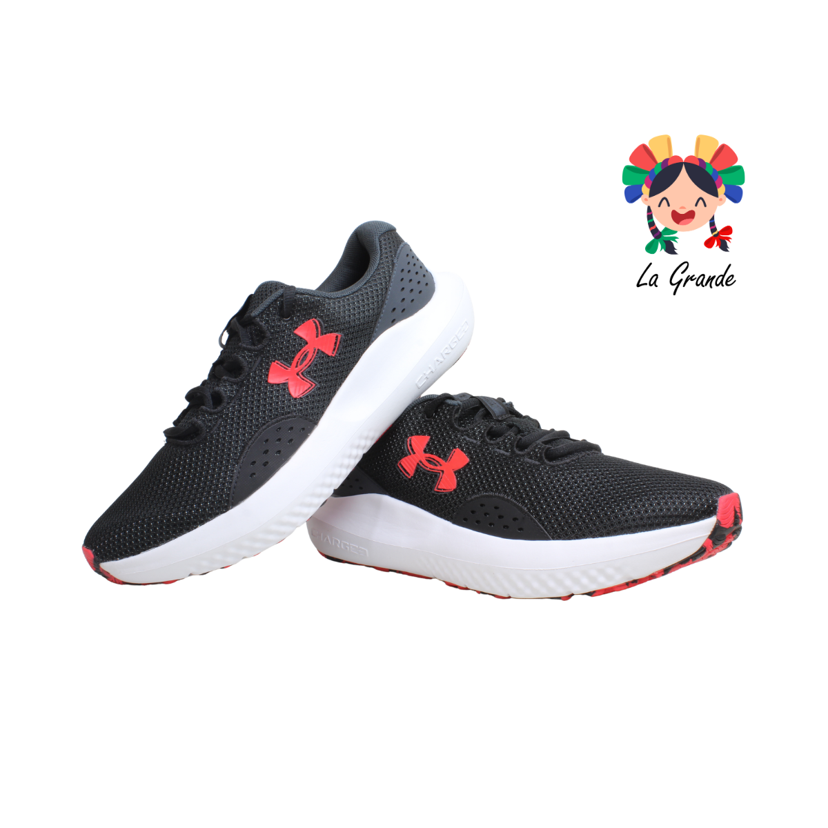 UA Charged Surge 4 UNDER ARMOUR Ngo Bco Rojo Tenis Deportivo Importado Original para Caballero