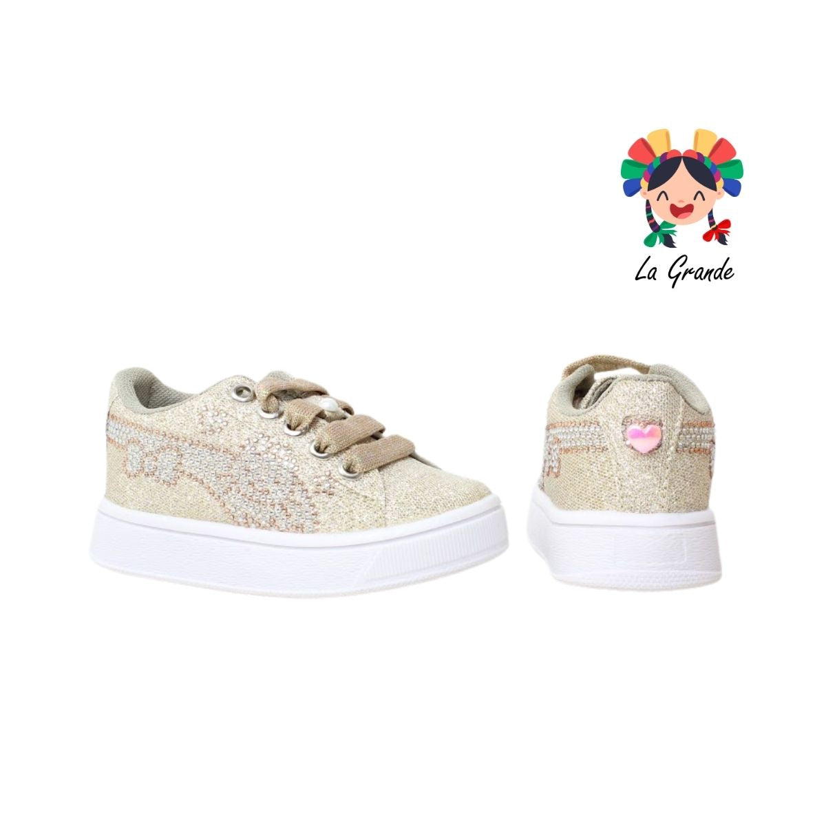 V-051 VANNI CLUB Oro Picket Tenis Casual para Niña