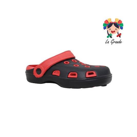 XJ908 TIGRE Negro Rojo Sandalia Sint Tipo Crocs para Joven, Dama y Cabellero