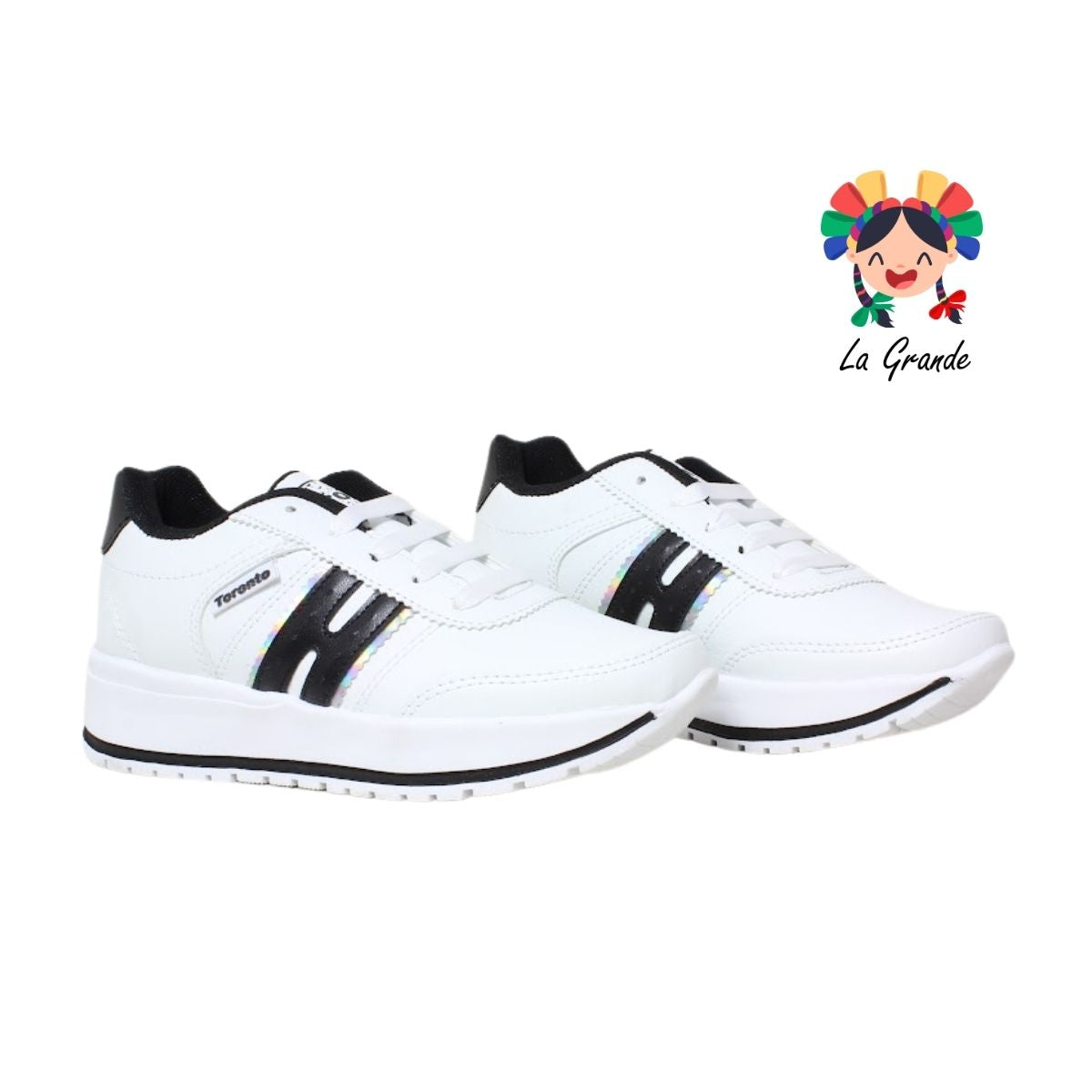 310 TORONTO Blanco Negro Sintético Tenis Casual para Dama y Joven