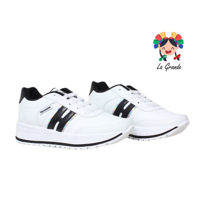 310 TORONTO Blanco Negro Sintético Tenis Casual para Dama y Joven